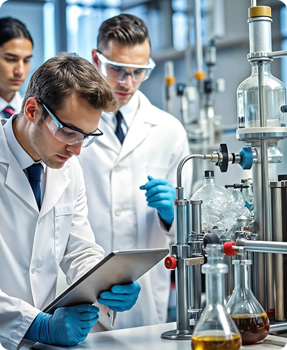 Clinical researchers working in laboratory